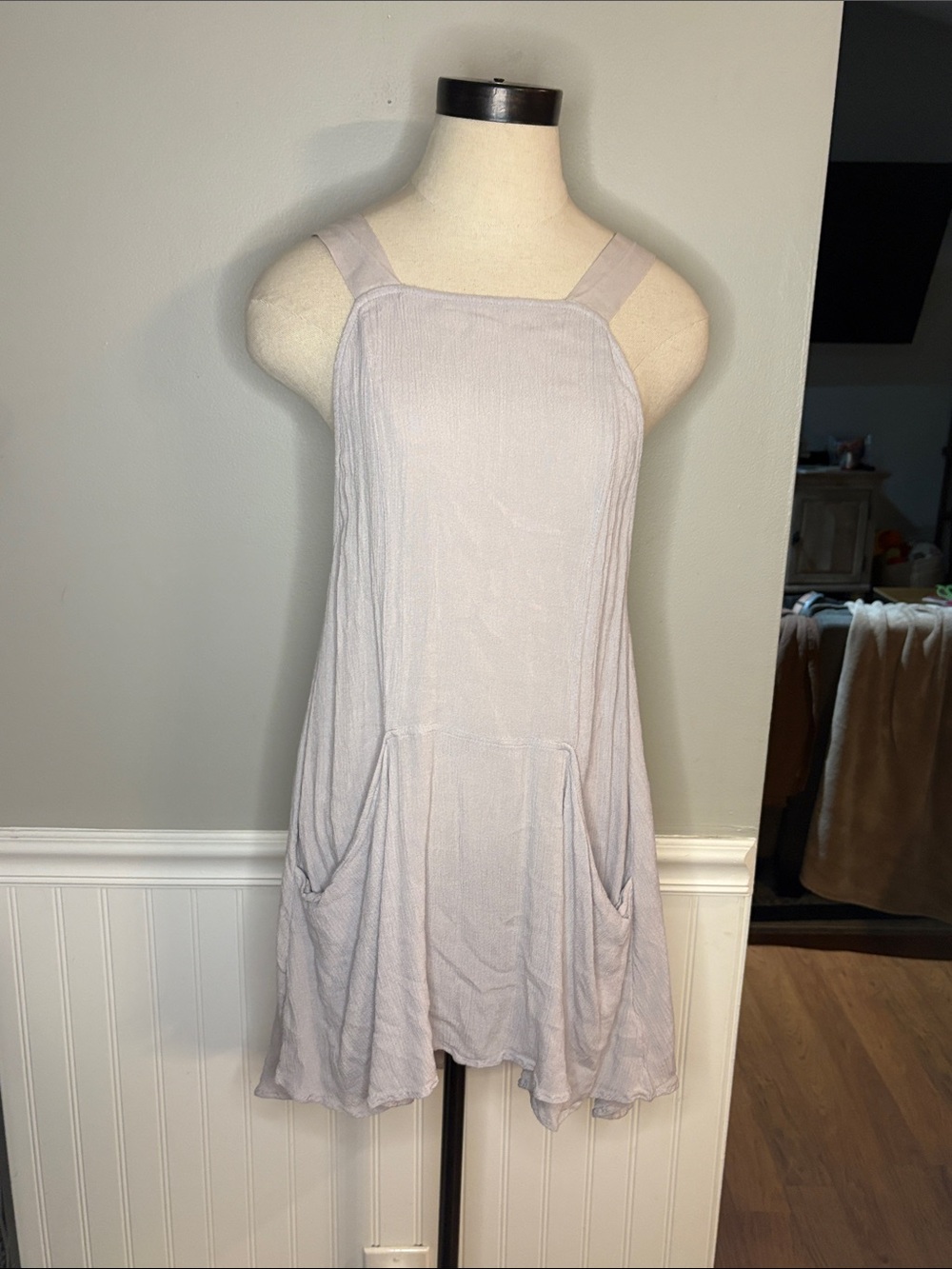 Sleeveless Light Lavender Pocket A-Line Blouse